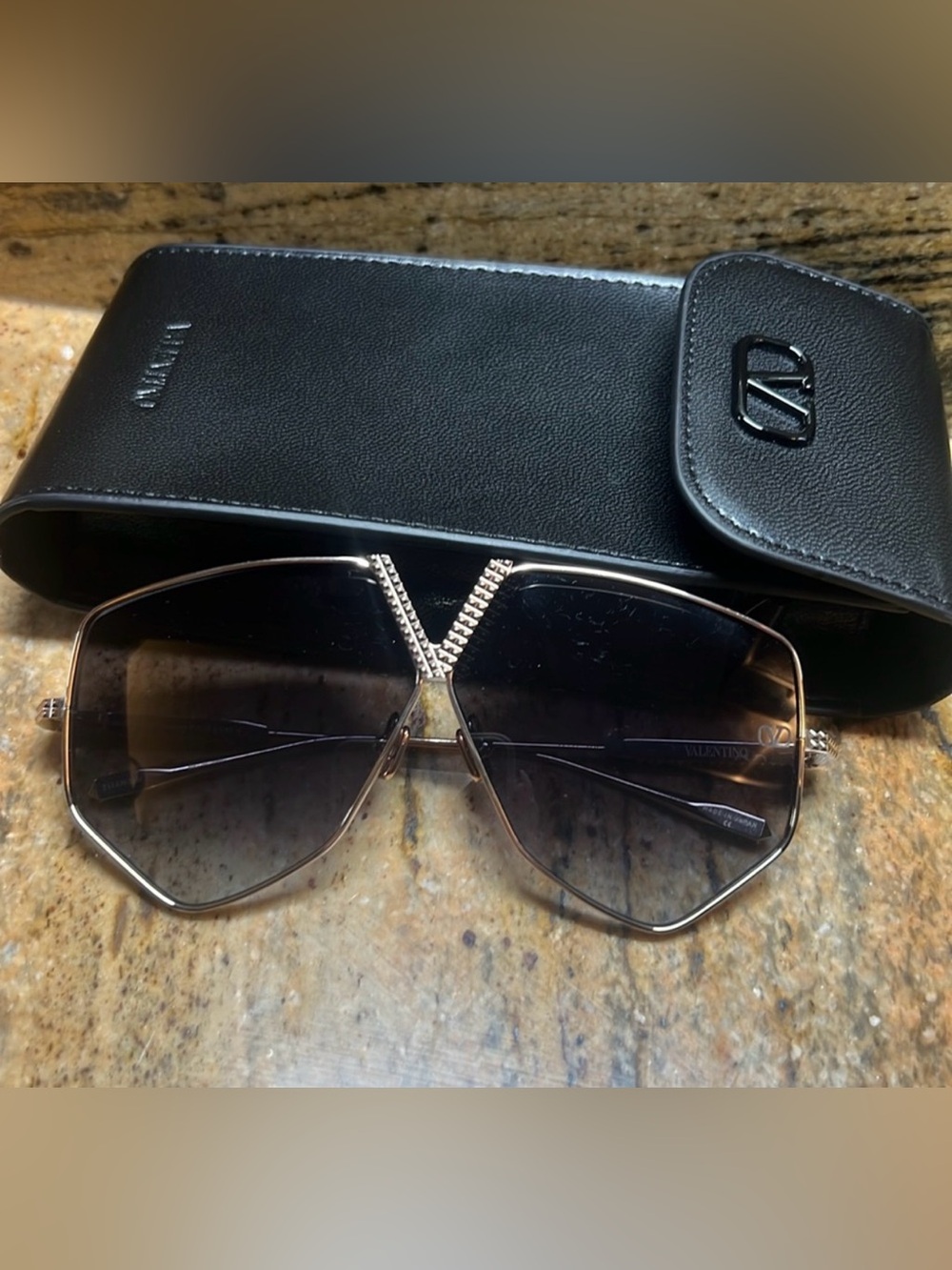 Valentino Garavani Silver Geometric Sunglasses